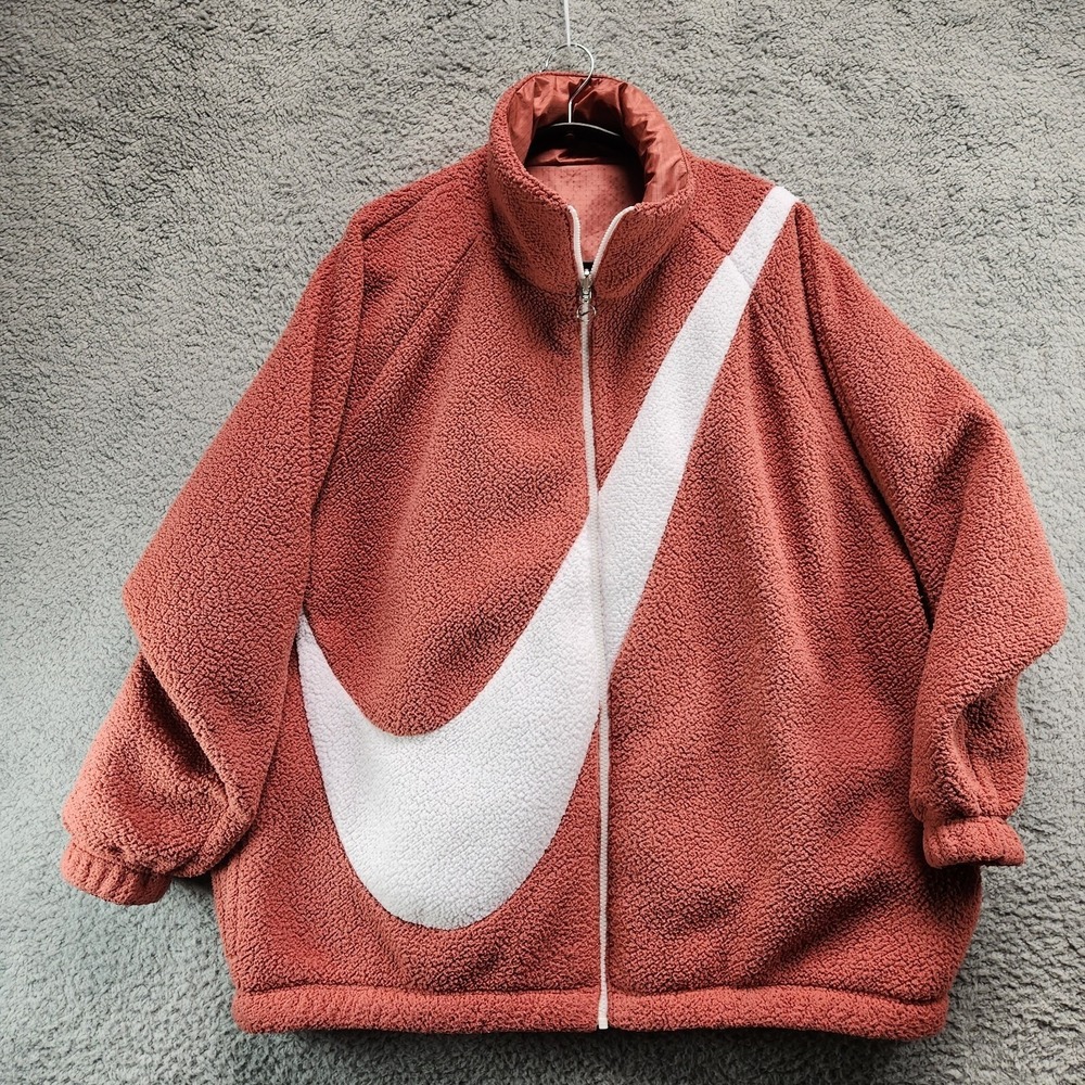 Nike Full Zip Reversible Jacket Womens‎ L Full Size Swoosh Sporty Athleisure